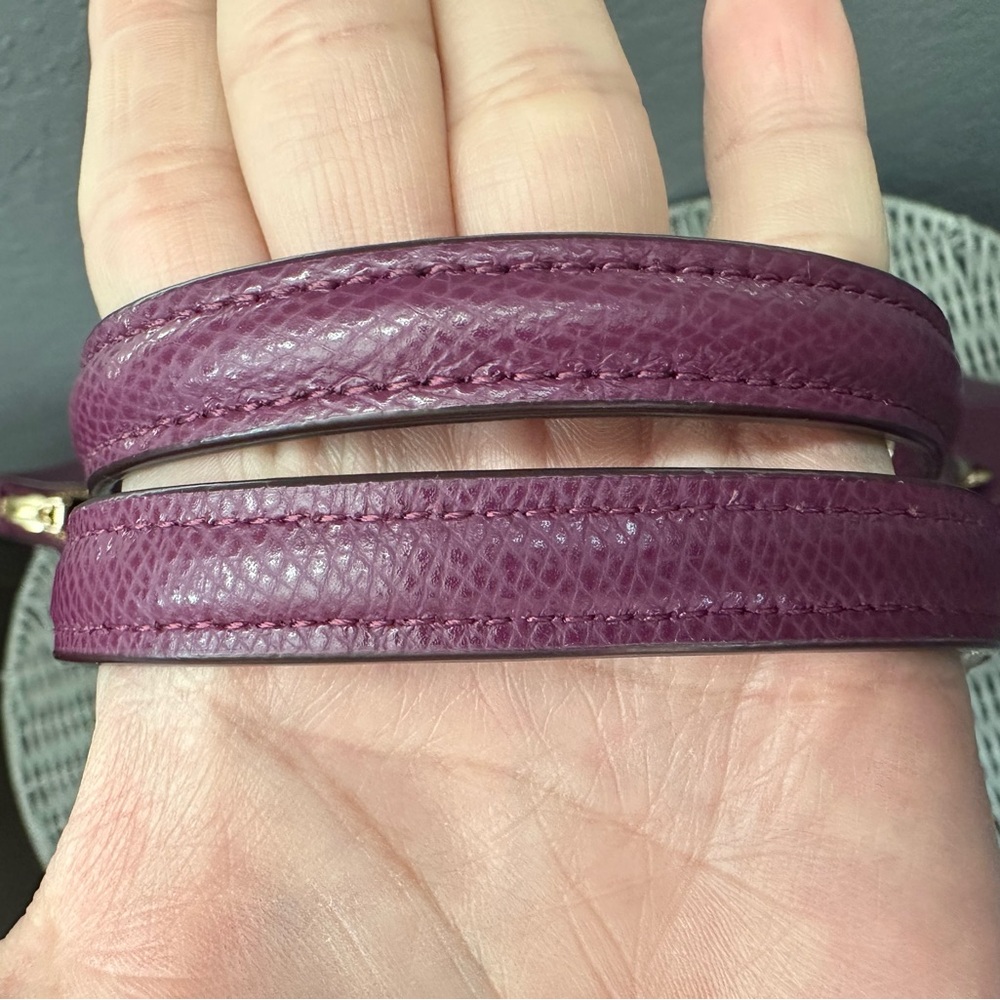 Coach Plum Leather Tote with Gold Chain Straps - Picture 11 of 13